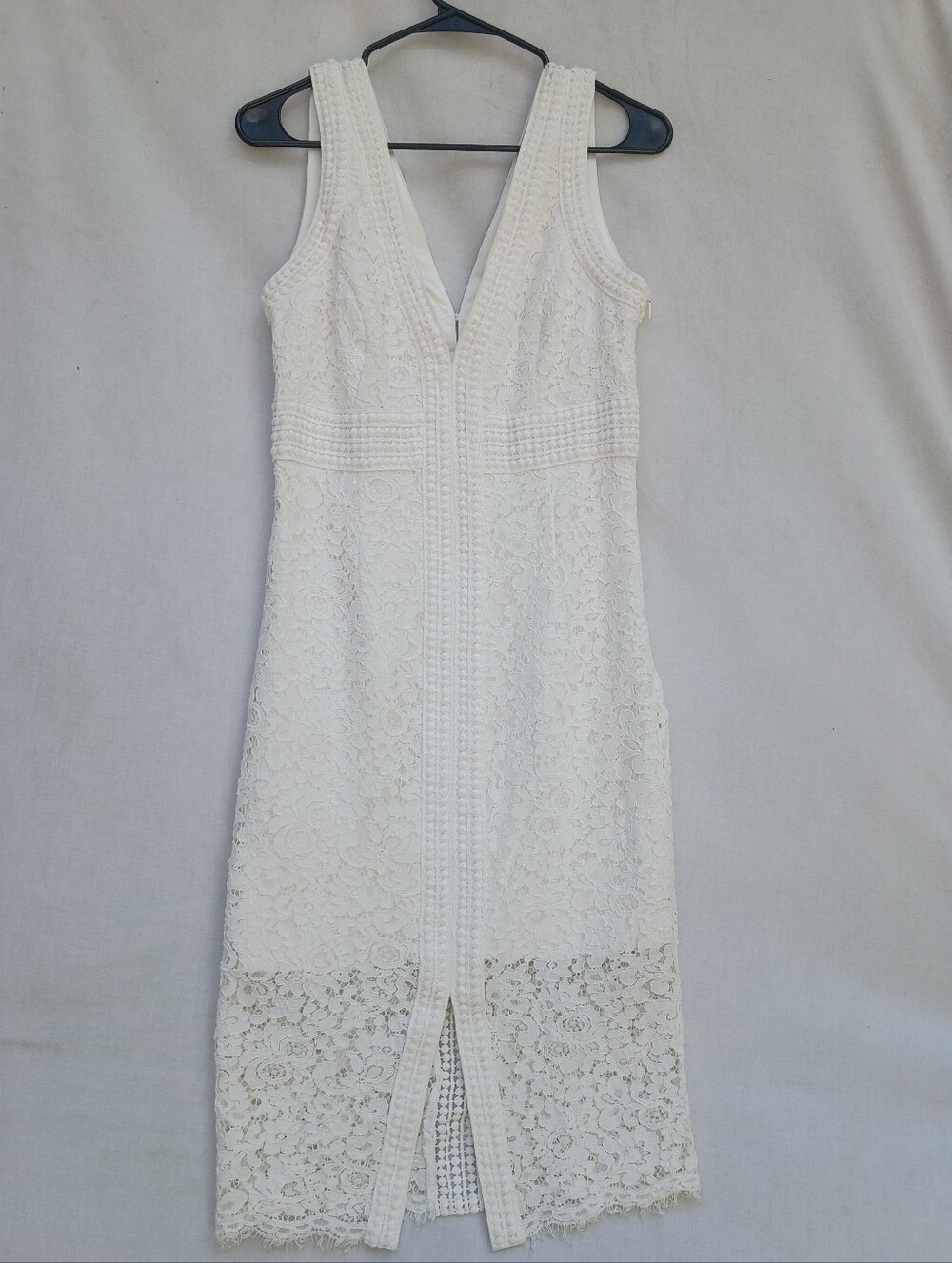 Bardot Cream Lace Midi Dress with V-Neck & Back